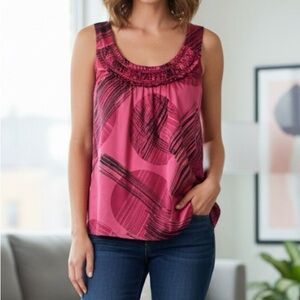 New York & Company Pink Graphic Tank Top